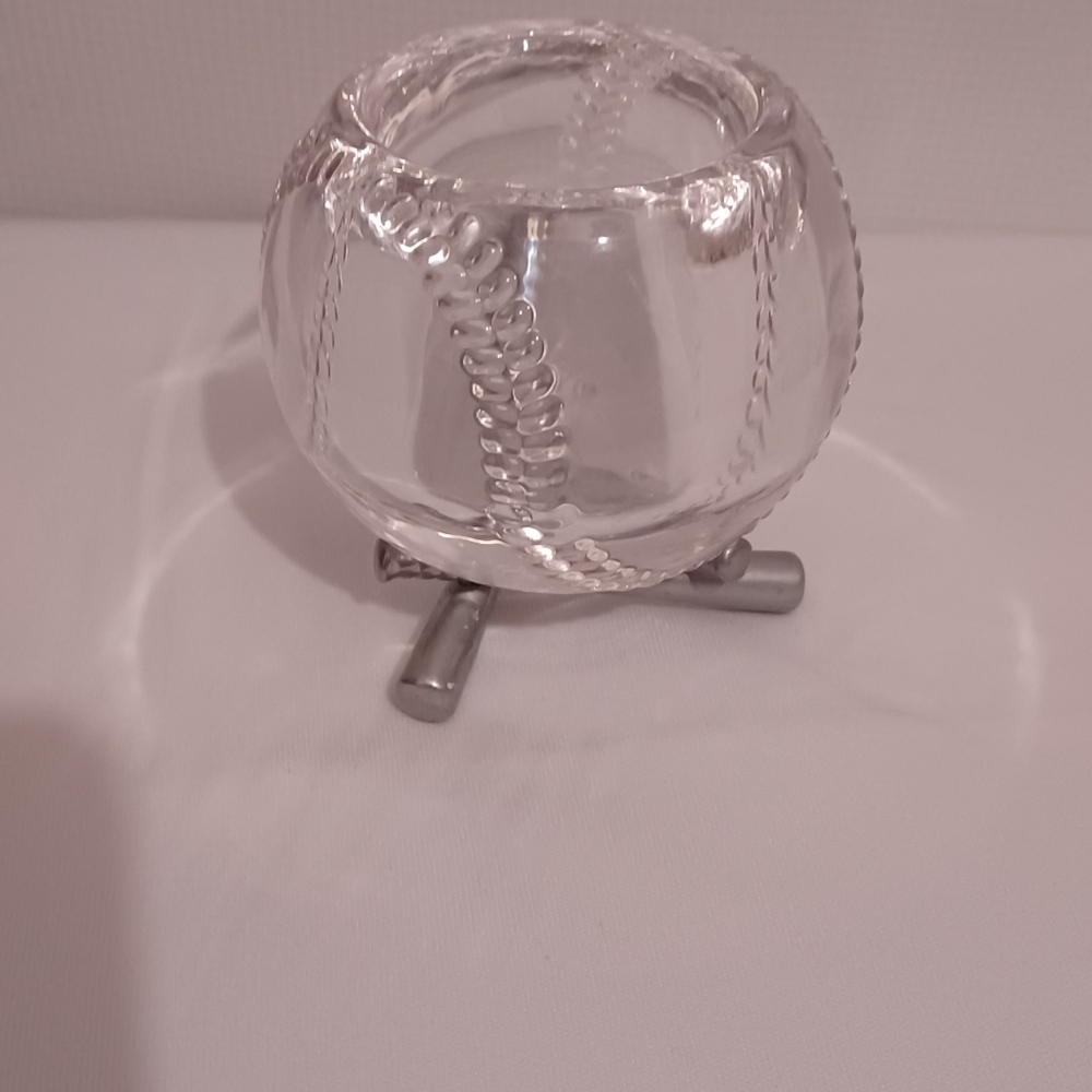 Partylite Batter Up Baseball Crystal Glass Votive Candle Holder With Bat Stand. - Picture 5 of 10